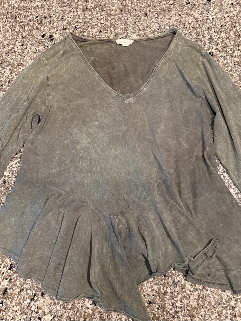 Altar'd State Olive Green V-Neck Peplum Long Sleeve Top